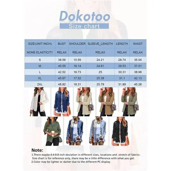 WOMEN'S Oversized Denim Jacket Casual Long A1 Brown